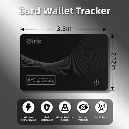 Smart Wallet Tracker Card - Item Finder for Luggage, Keys & Passport 、Compatible with Apple Find My、Slim, Rechargeable & IP68 Waterproof (4 Black)