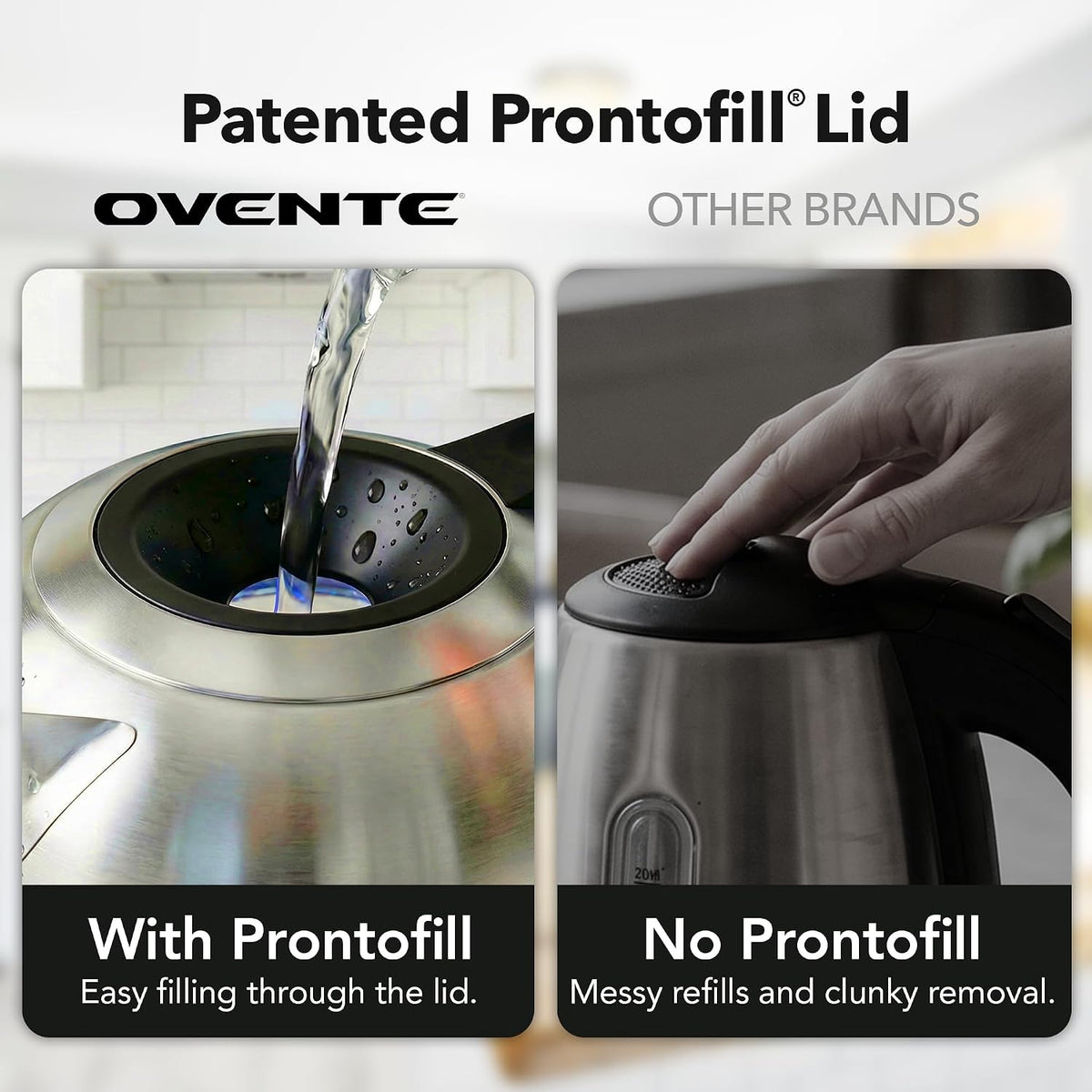 OVENTE 1.8L Glass Electric Kettle with Tea Infuser, Silver KGD752S