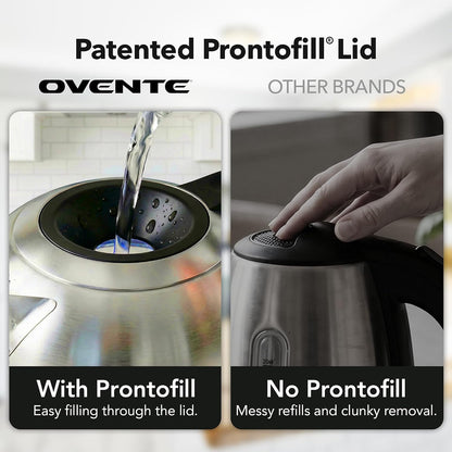 OVENTE 1.8L Glass Electric Kettle with Tea Infuser, Silver KGD752S