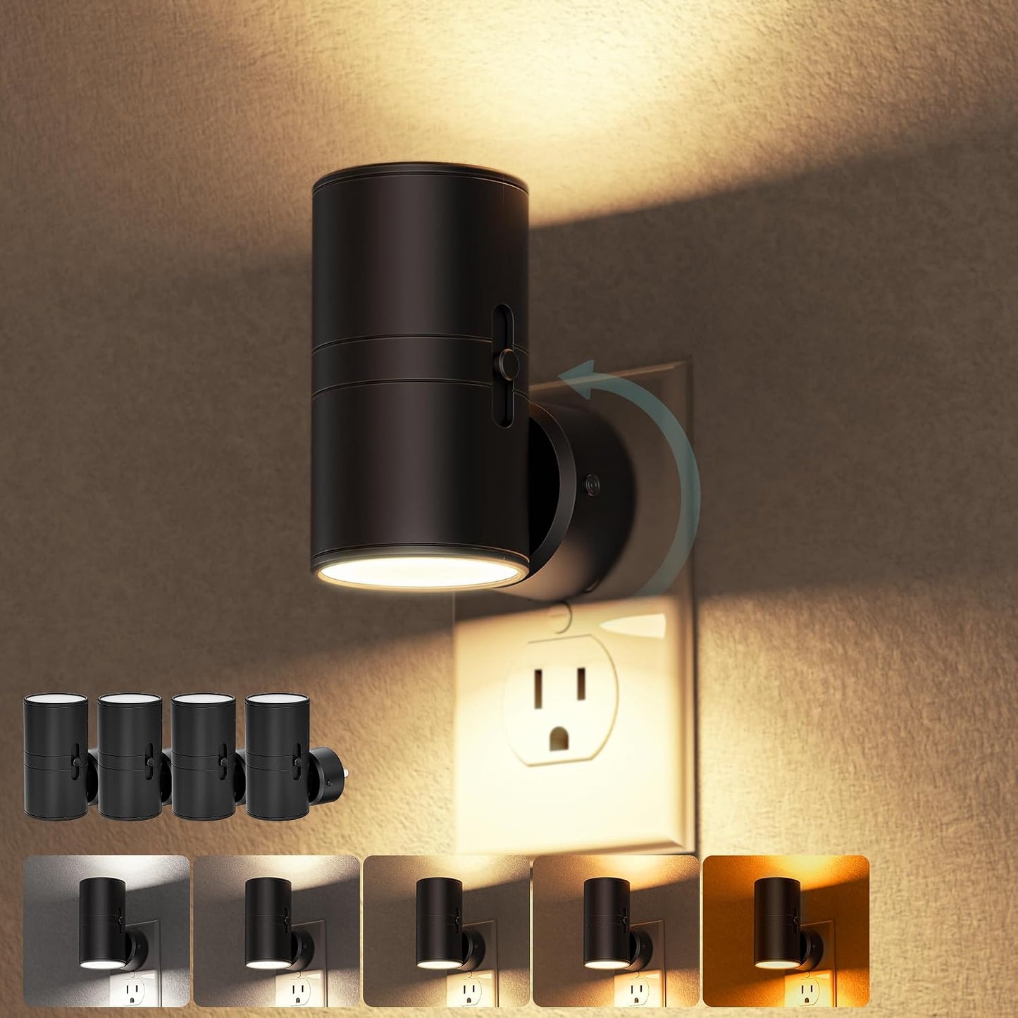 Briignite Night Lights Plug into Wall, Modern LED Night Light Plug in, Dusk to Dawn Sensor,Amber Night Light 0-100LM Adjustable Brightness, Dimmable NightLight for Hallway, Bedroom, Stairway, 2 Pack