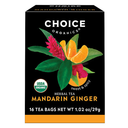 Choice Organics Mandarin Ginger Tea, 16 Tea Bags (3 Pack)