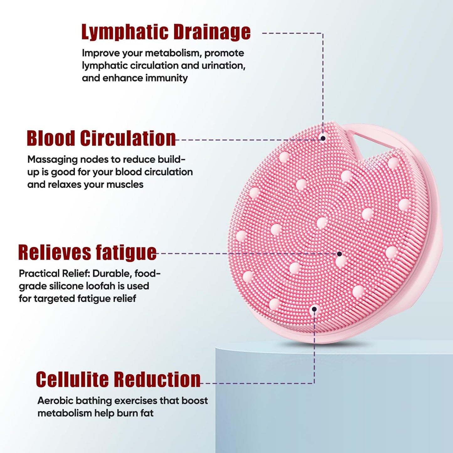 Silicone Body Scrubber -Anti Zinc Infused Exfoliating Body Scrubber | Anti Slip Silicone Loofah,Stiff & Soft Bristles for Cellulite Reduction,Blood Circulation - Black