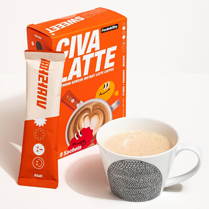 CIVA Matcha Korean Instant Matcha Latte 184g (8 Packets), Premium Sweet Matcha Powder Packets with Vanilla, Smooth & Creamy Cafe Style Green Tea Latte Mix, Single Serve Matcha Sticks, 6.49oz