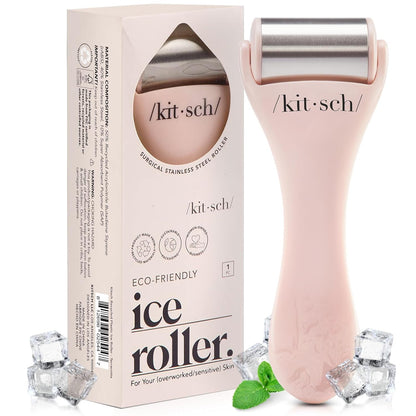 Kitsch Ice Roller for Face – Stainless Steel Ice Face Roller to Reduce Puffiness, Redness & Headaches – Cooling Facial Roller for Skin Care, Irritation Relief & Spa-Like Experience at Home-Pink