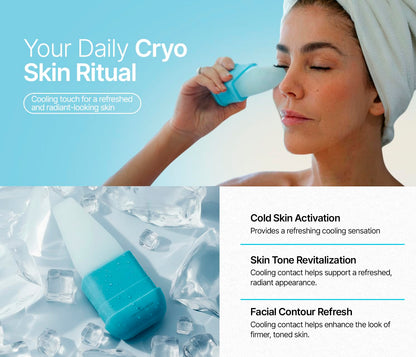 ICE FACE by CAAM BEAUTY | Facial Cryotherapy Roller for “Face & Neck | No-Drip Silicone | Depuff, Firm & Tone | Patented | Designed by Carolina Reyes