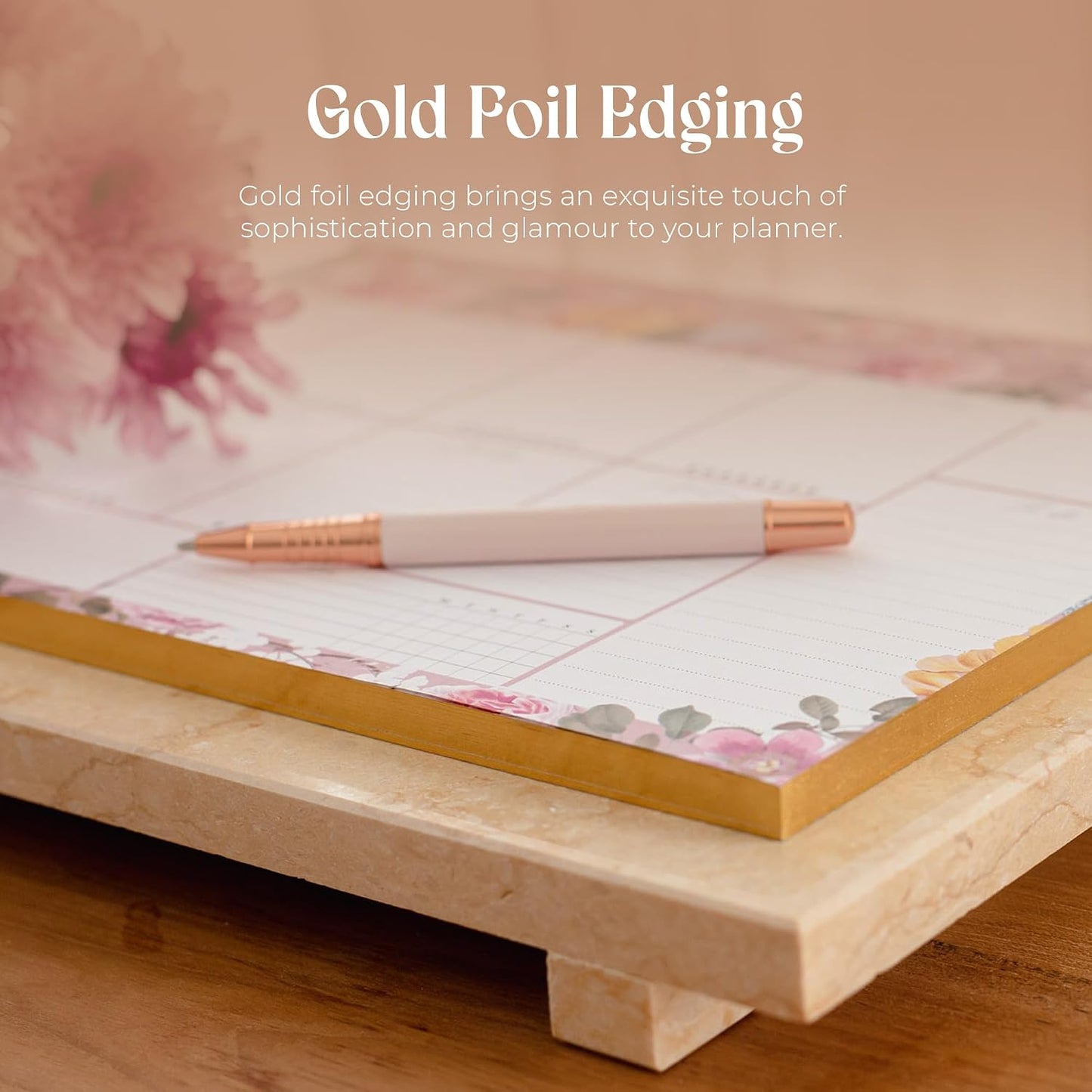 Peachly Desktop Weekly Planner Notepad | 60 Undated Tear-Off Pages | Schedule Daily To-Do Lists | Increase Your Productivity In Less Than 5 Minutes A Week | Achieve Your Goals | Peach and Mint Fern