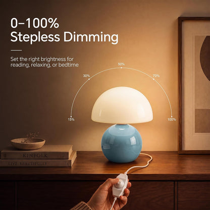 Dawnwake Mushroom Lamp Table Lamp for Bedroom-Small Desk Table Lamps,White