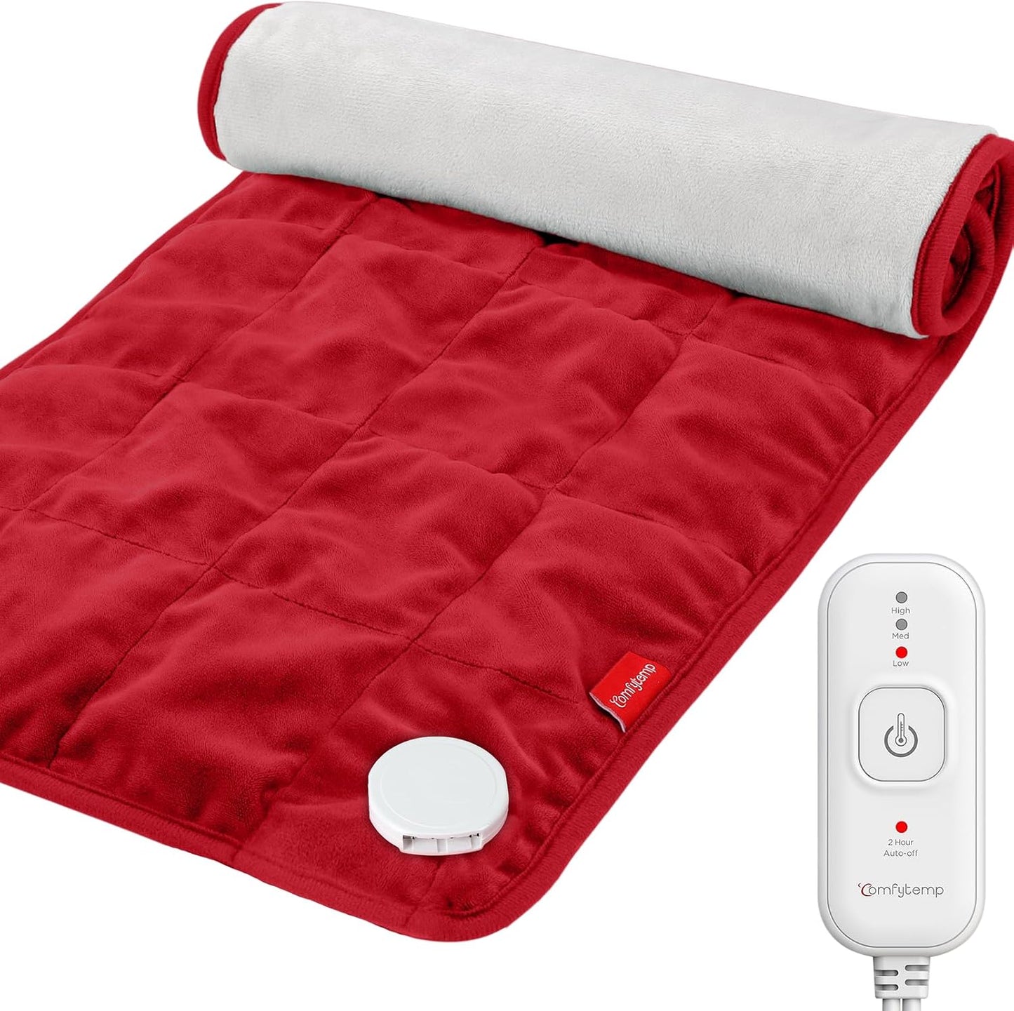 Comfytemp Weighted Heating Pad for Back & Period, FSA Eligible Electric Heat Pad, Birthday Gift for Women Men Mom Dad & Father Day Gifts, 2.2 lb HSA Neck Shoulder Heated Pad, 2H Auto-Off, 12x24, Blue