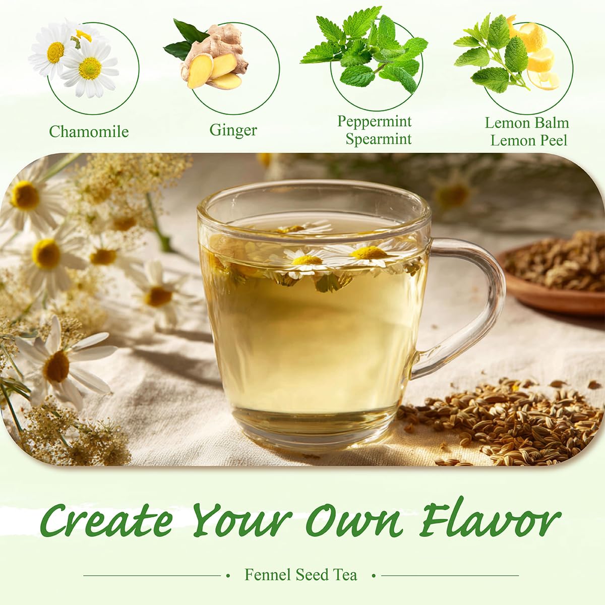 WT WEETEE Fennel Tea Bags 100 Count, 100% Natural & Pure Fennel Seeds Tea