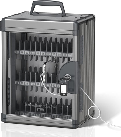 36 Slots Cell Phone Locker for Classroom with Key, Portable Mobile Phone Storage Box with Handle & Charging Hole, Phone Lock Box Wall Mounted for School (Black, 36 Slots)