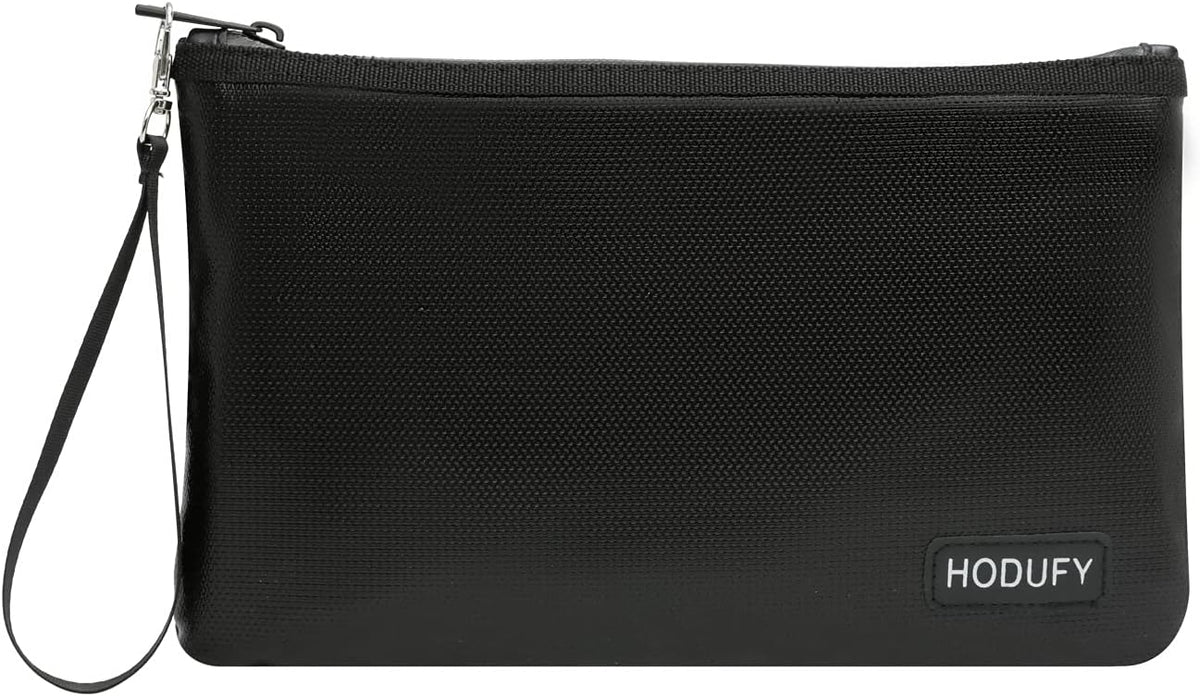 Hodufy Fireproof Money Bag (2000), Fireproof Document Bags, Gray, A5 Size, Zipper Closure