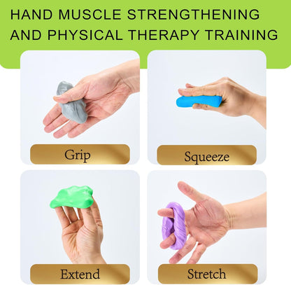 4 Pack Theramandu Therapy Putty Kit (3oz Each) – Hand Putty Physical Therapy for Adults, Sensory Stress Relief & Hand Muscle Strengthening Exercise Therapy Putty, 4 Different Resistances