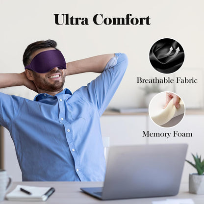 Fygrip 3D Eye Mask Sleep Mask for Men & Women, 100% Pressure-Free & Light Block-Out Eye Mask for Sleep with Easy Adjustable Strap, Night Eye Cover for Travel, Black
