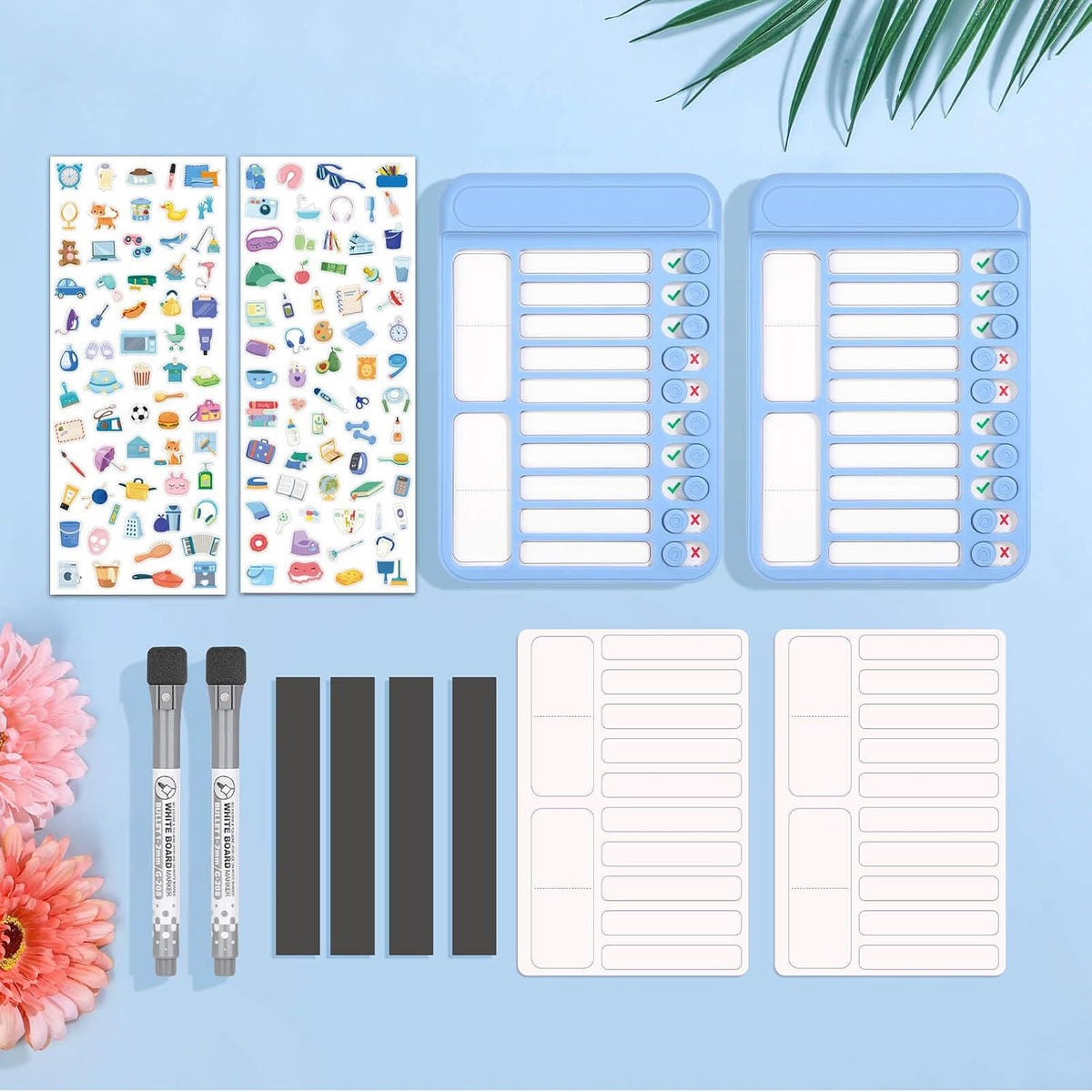 Audab Dry Erase Chore Chart for Kids, Magnetic Whiteboard Checklist Board, Chore Checklist Slider to Do List Board, Daily Routine Chart Schedule Board Task Tracker for Home Refrigerator, Wall, Desk