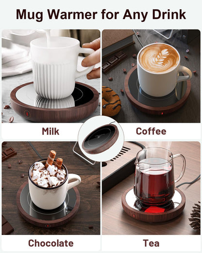 SWEETFULL Coffee Mug Warmer, Electric Cup Warmer for Desk - Wood