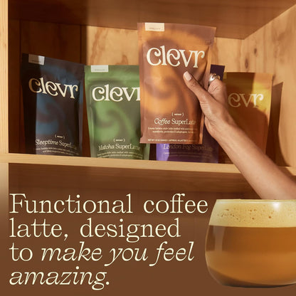 Clevr Pistachio Matcha SuperLatte, Organic Ceremonial Grade, Instant Superfood Powder Blend with Lions Mane, Reishi Mushroom, Coconut Cream, Ashwagandha, Serve Hot or Iced (14 Lattes)