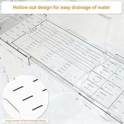 Yieach Luxury Clear Acrylic Bathtub Tray with Book Holder,Expandable Bath Tray for Tub and Bath Shelf Over Tub,Plastic Bath Table & Board,Bath Caddy Trays & Accessories for Women Relaxing Spa Gifts