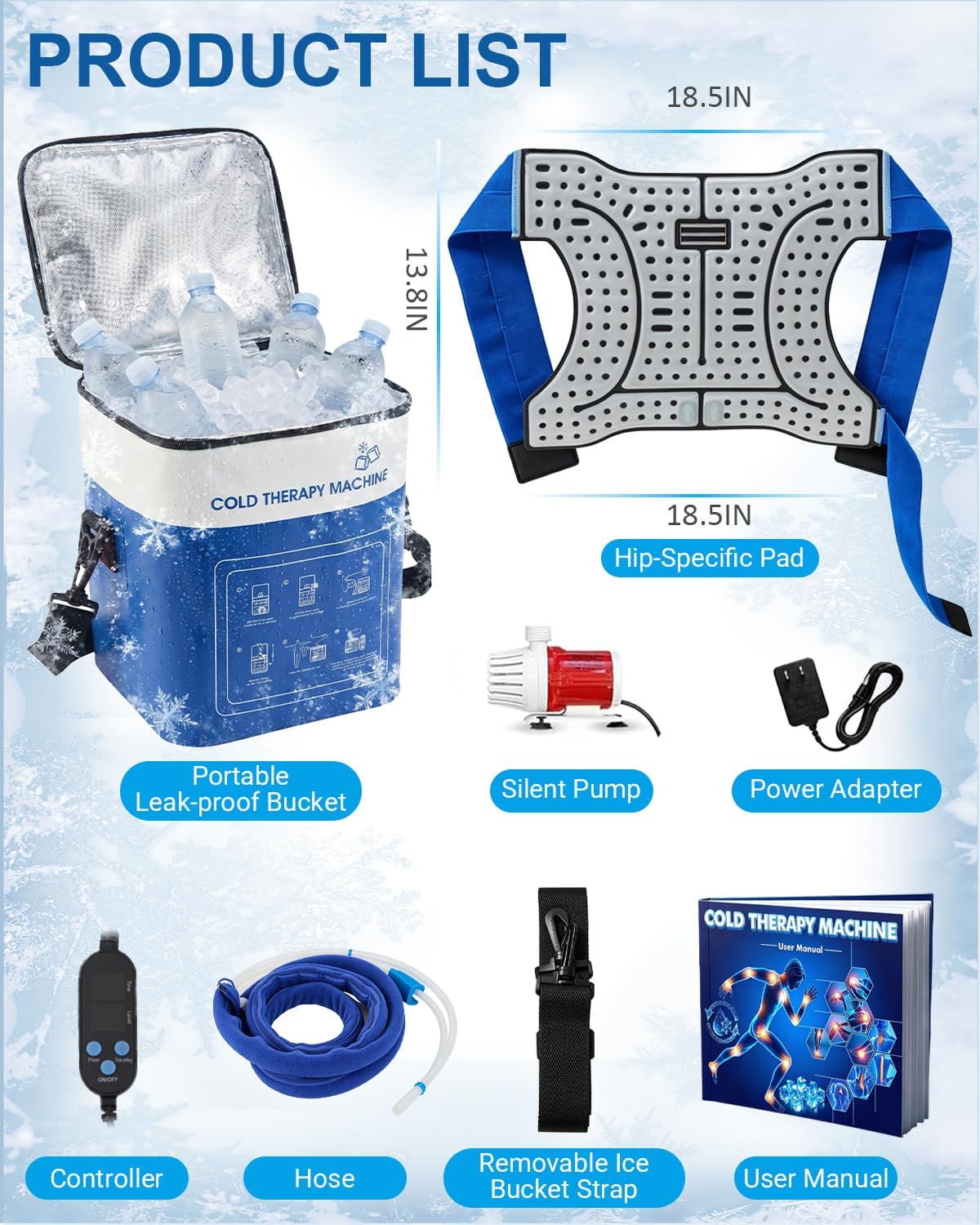 Cold Therapy Machine for Elbow, Ice Machine for Tennis Elbow&Post-Surgery Recovery, Cryotherapy Device with Temp Display & 3 Flow Modes, Adjustable Elbow Wrap for Arthritis, Bursitis, Swelling Relief