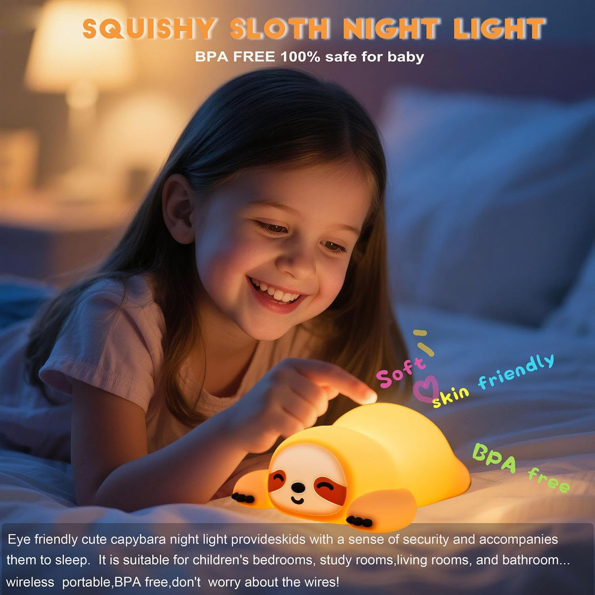 Sloth Gifts for Kids, Squishy Sloth NightLight,Silicone Animal Nursery Lamp