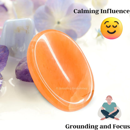 Amazing Gemstone Labradorite Thumb Worry Stone, Anxiety Stone, Healing Crystals - Piedra Crystal Fidget for Gift, Meditation, Calming, Relaxation, Stress Relief - Colors C