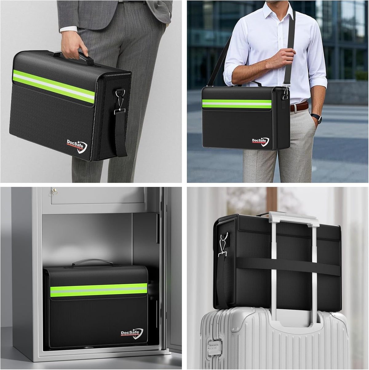 DocSafe Fireproof Document Bag with Multiple Pockets,5200°F Large (17”x12.5”x7.2”) File Organizer Fireproof Waterproof Bag Important Document Holder Home Office Portable Filing Storage for Valuables