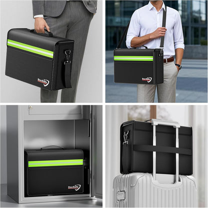 DocSafe Fireproof Document Bag with Multiple Pockets,5200°F Large (17”x12.5”x7.2”) File Organizer Fireproof Waterproof Bag Important Document Holder Home Office Portable Filing Storage for Valuables
