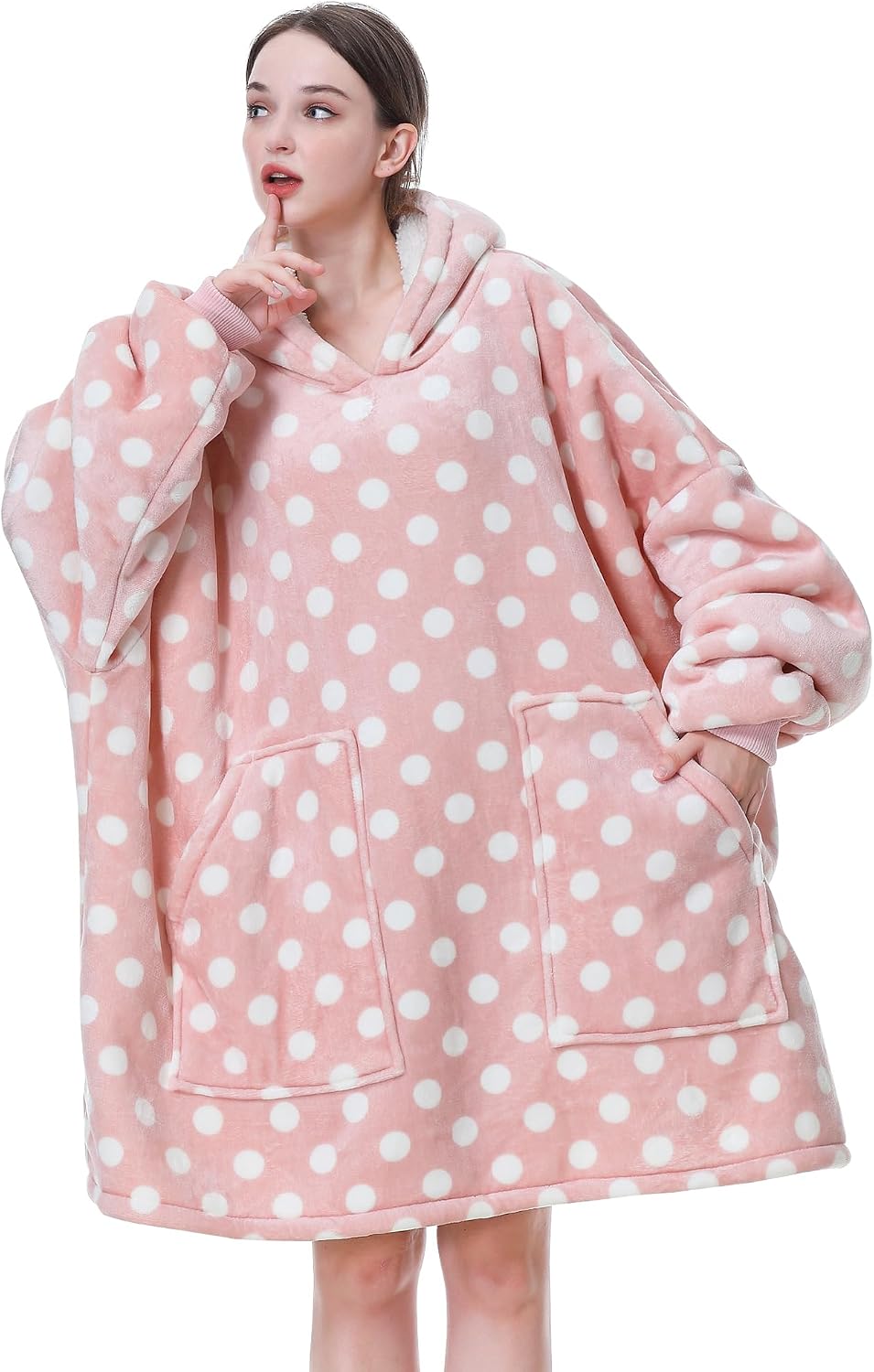 Aemicion Strawberry Blanket Hoodie,Oversized Sherpa Wearable Hooded Blanket,Warm Cozy Sweatshirt Gifts for Women Girls Adult