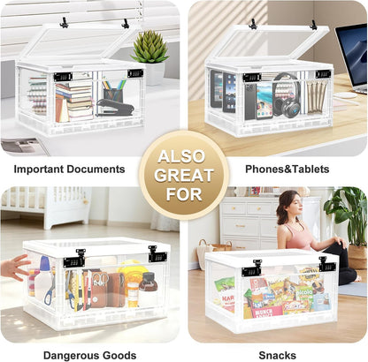 Lalifebuss Large Lock Box for Personal Items, 24 Litre Combination Lockable Storage Box for Office Locker/School/Medicine/Snacks/Phone Jail/Electronic/Home