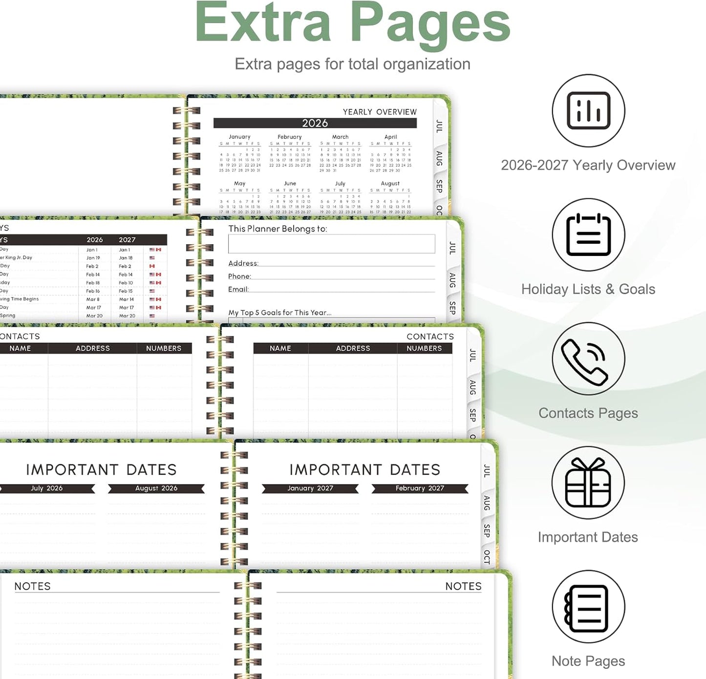 Planner 2026-2027, Weekly and Monthly Calendar Planner, JUL 2026 - JUN 2027 | A5(6.3'' x 8.5''), Hardcover, Agenda Book, Sprial Bound, Inner Pocket, Office and School Use
