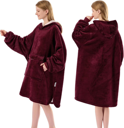 Krifey Wearable Blanket Hoodie, Oversized Sherpa Hooded Blanket for Adults | Soft sherpa fleece with sleeves and pocket; oversized fit for lounging, WFH, camping, Christmas and white elephant gifts.