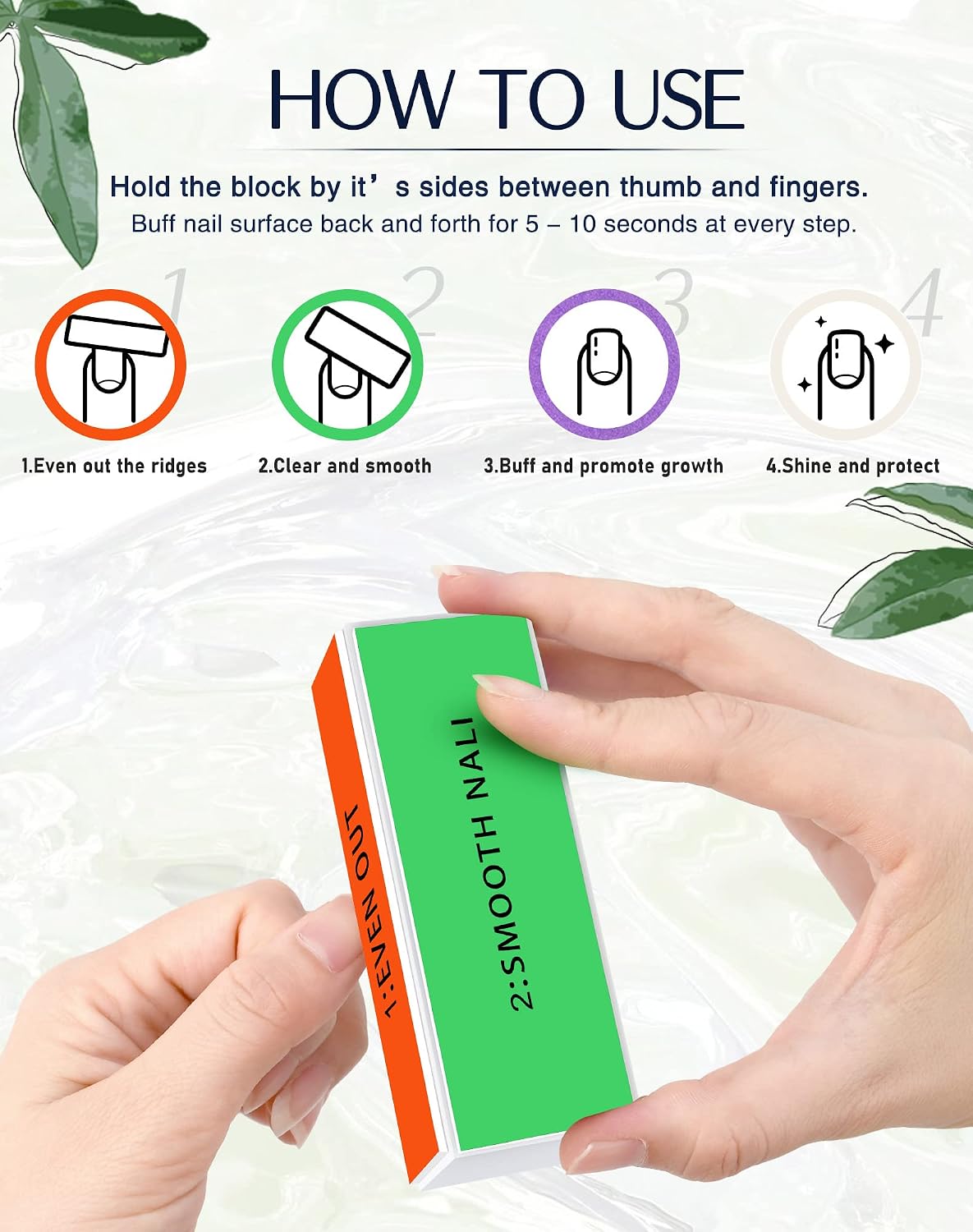 Maryton Nail Buffer Block, Medium/Fine Grit 100/180 Finishing Buffers for Acrylic Nails Gel Polish Nails, 3 Way Professional Pedicure Manicure Buffer Kits, 5 Count (Purple)