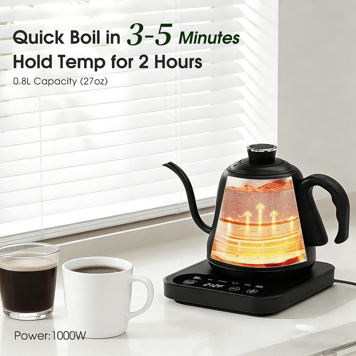 Gooseneck Electric Kettle Temperature Control: 316L Stainless Steel Inner