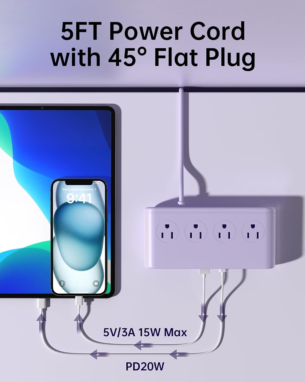 10-in-1 Power Strip with USB C Ports, 35W USB, 4 AC & 6 USB Ports