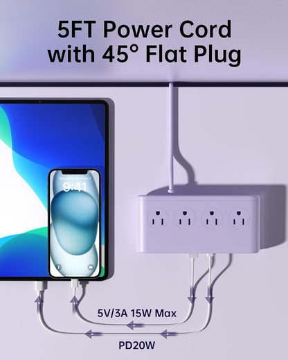10-in-1 Power Strip with USB C Ports, 35W USB, 4 AC & 6 USB Ports