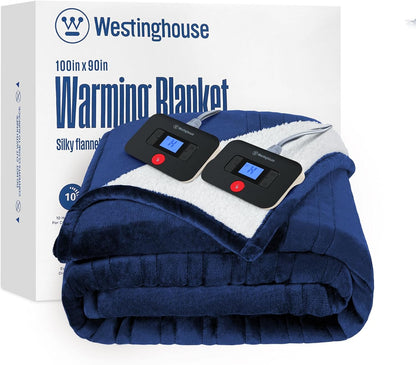 Westinghouse Heated Throw Blanket, Electric Blanket Throw with 6 Heating Levels and 2-10 Hours Time Settings, Flannel to Sherpa Super Cozy Heated Blanket Machine Washable, 50x60 inch, Charcoal