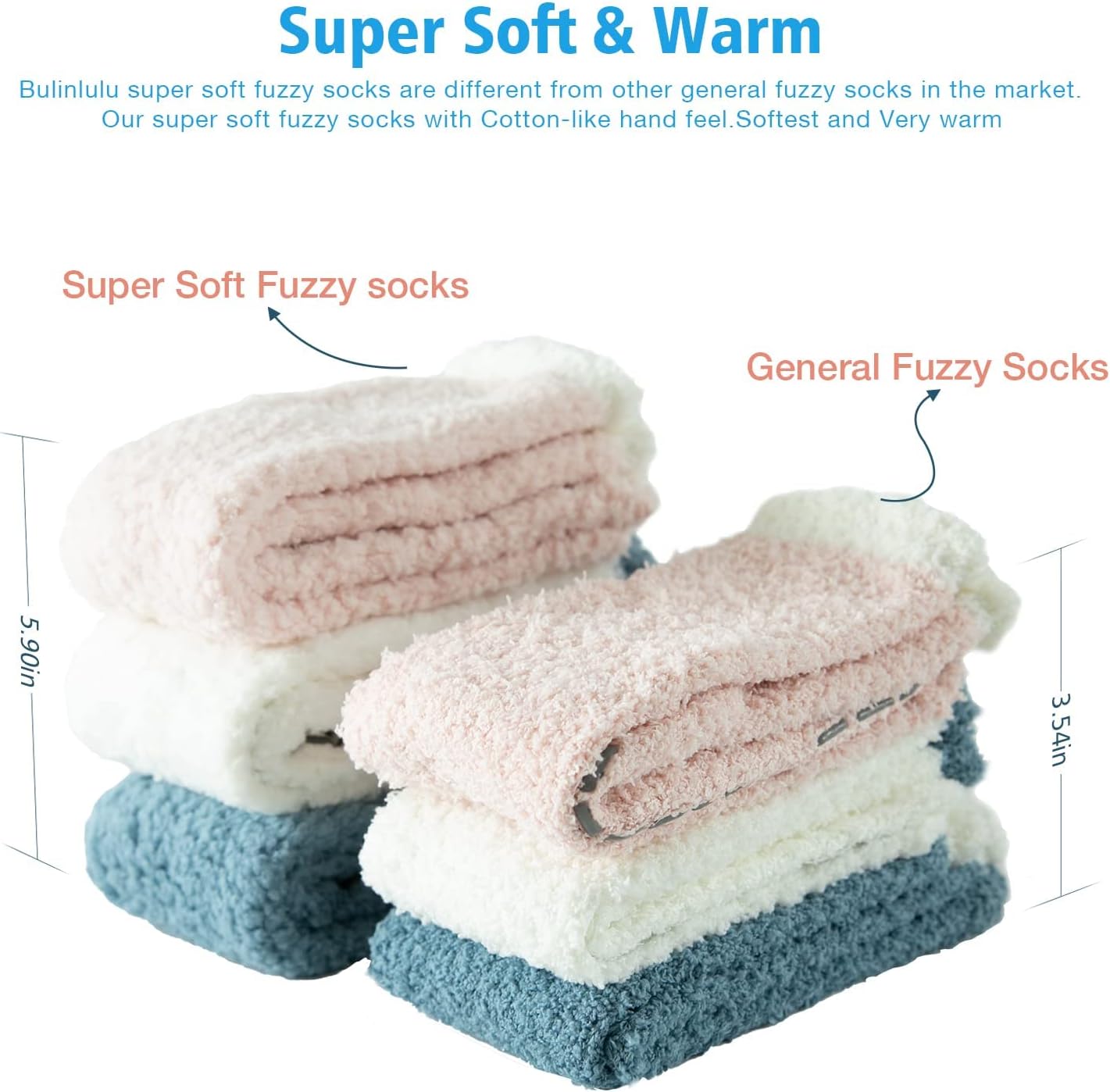 Bulinlulu Fuzzy Socks with Grips Plush Sleep Cozy Winter Soft Hospital Fluffy Socks for Womens Mens Gifts