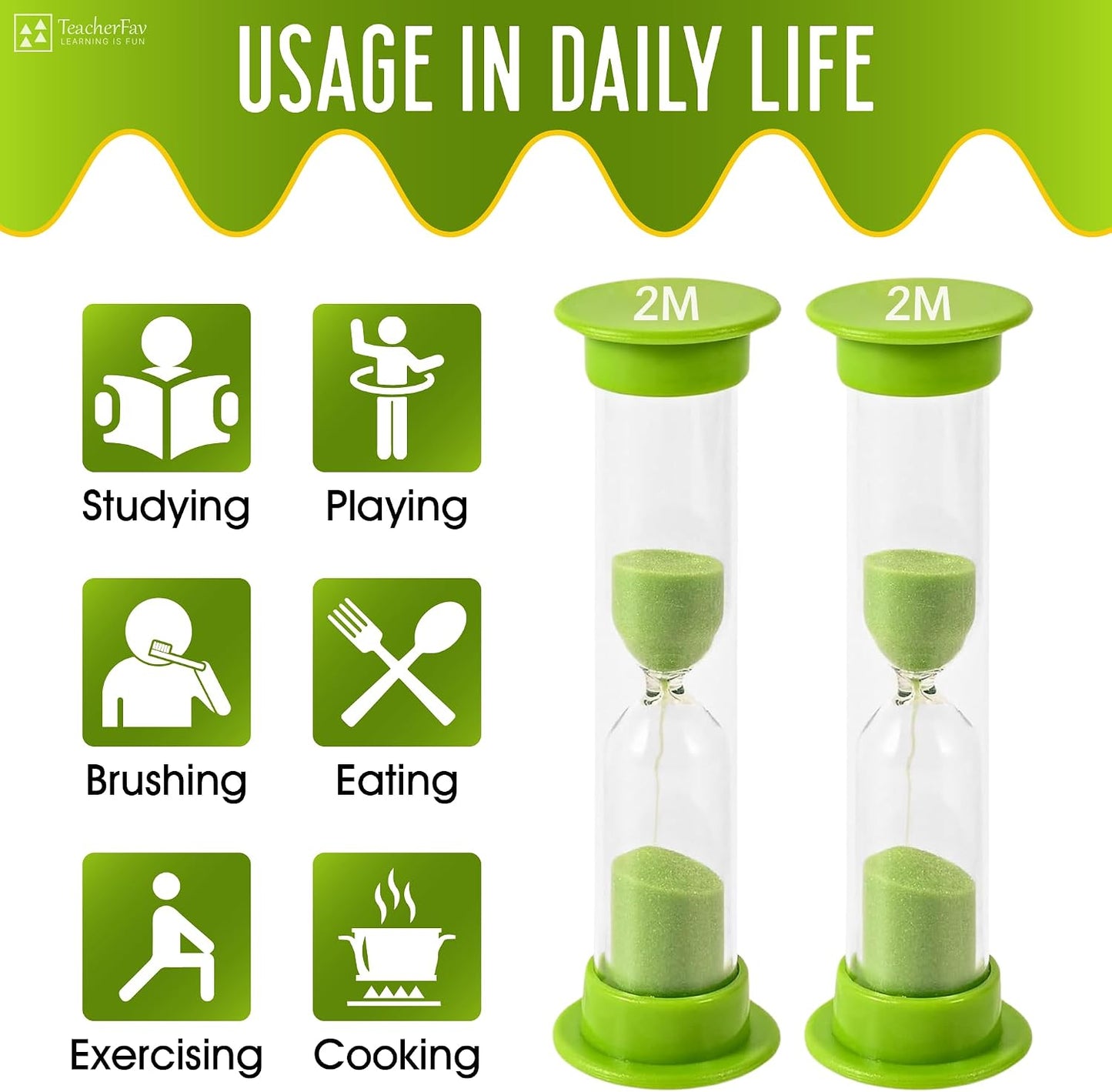 Sand Timer for Kids Set of 3 Small Colorful Hourglass Acrylic Covered Clock 1Min 2Min 5Min for Classroom, Home & Kids Room