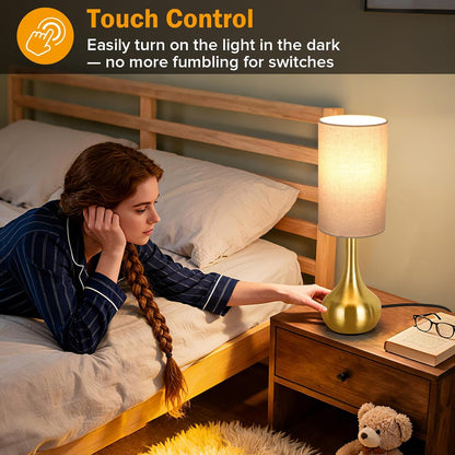Touch Bedside Lamp for Nightstand,3-Way Dimmable,Space Saving & No Assembly Required, Upgraded Small Droplet Vintage Black Table Lamp for Bedroom, Living Room (2700K LED Bulb Included)