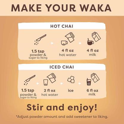Waka Chai Powder Concentrated Mix, Unsweetened and Unflavored, 4.5 oz | Up to 195 Drinks, Sugar-Free, Authentic Masala Spices and Pure Black Tea Powder