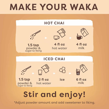 Waka Chai Powder Concentrate, Unsweetened Masala Chai, Sugar-Free, 4.5 oz