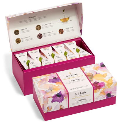 Tea Forte Premium Presentation Box Gift Set Sampler, 20 Count, Assorted Blends Individually Wrapped Handcrafted Pyramid Infuser Bags, Frank Lloyd Wright