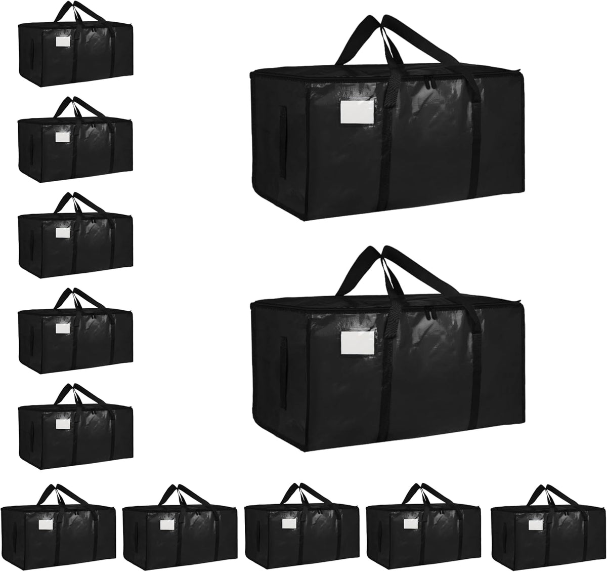 Moving Bags Extra Large - Heavy Duty Storage Totes with Wrap-Around Handles & Reinforced Zippers - Foldable Moving Box Alternative, Water-Resistant for Dorm, Closet & Under Bed Storage (Clear)