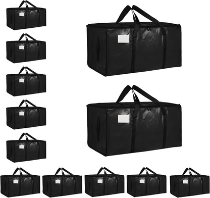 Moving Bags Extra Large - Heavy Duty Storage Totes with Wrap-Around Handles & Reinforced Zippers - Foldable Moving Box Alternative, Water-Resistant for Dorm, Closet & Under Bed Storage (Clear)
