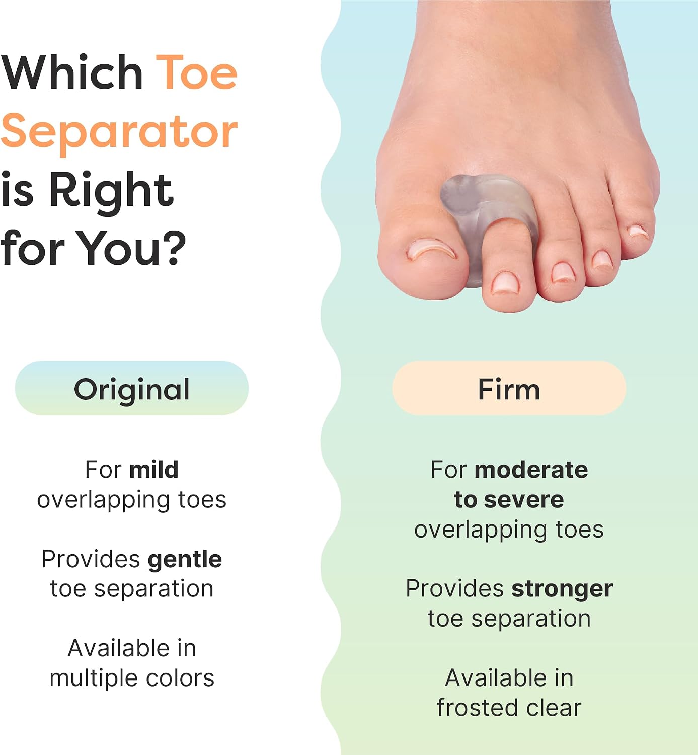 ZenToes Gel Toe Separators for Overlapping Toes, Bunions, Big Toe Alignment, Corrector and Spacer - 4 Pack (White)