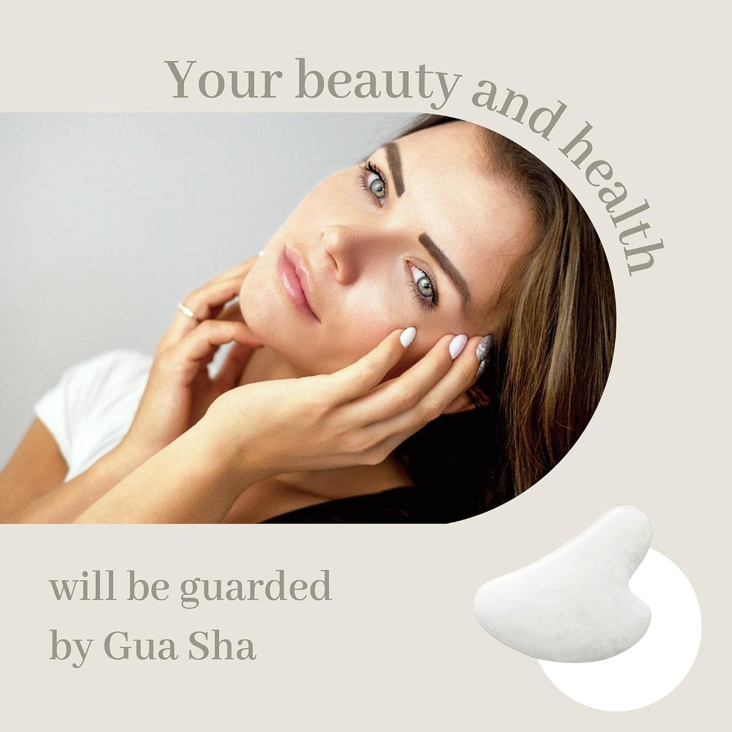Rena Chris Gua Sha Facial Tools: Jade Stone Guasha Tool for Face Acupuncture Therapy, Facial Massager for Jawline Sculpting and Puffiness Reducing (Green)