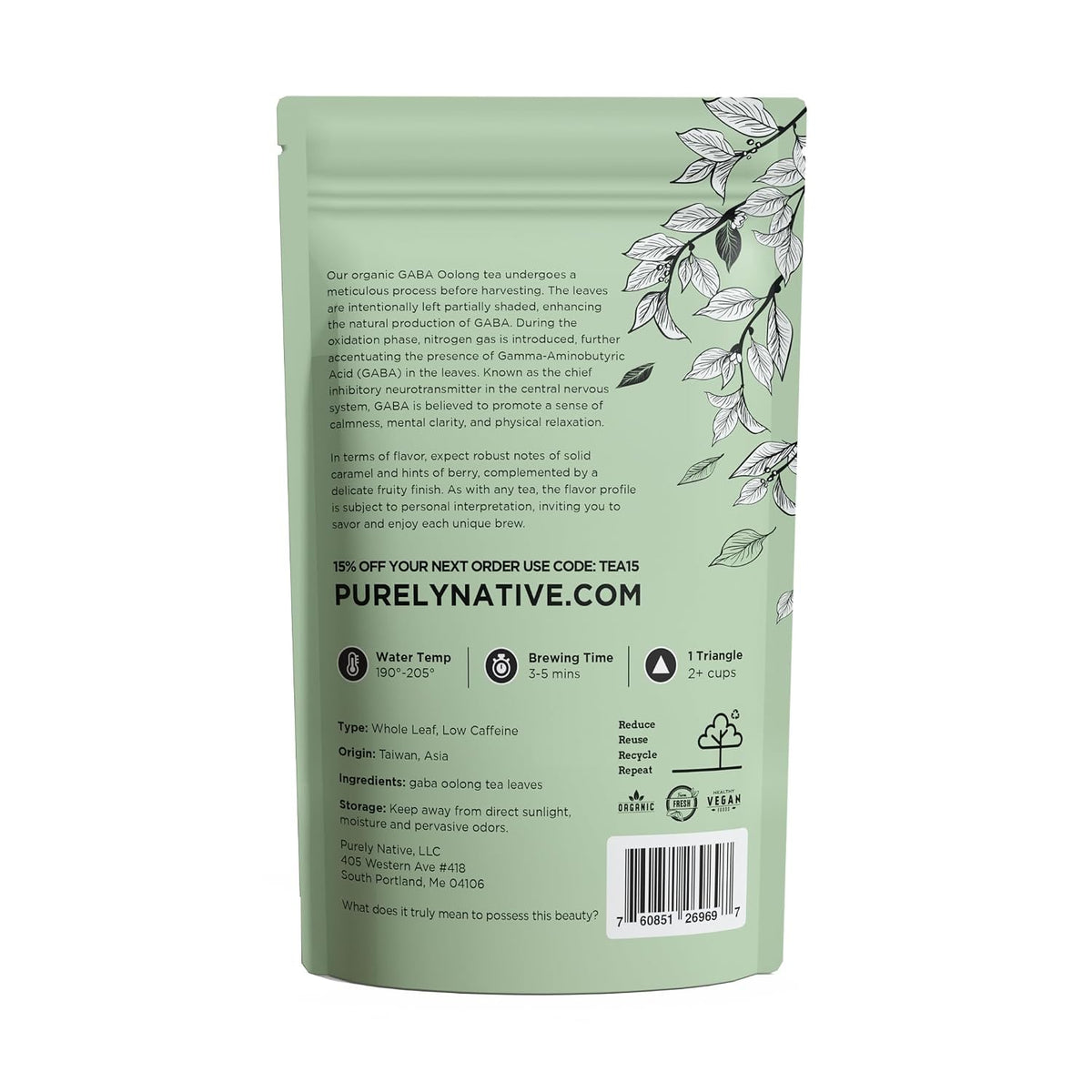 Taiwanese GABA Oolong Tea Bags - Green Gaba Wu Long Tea from Taiwan. Enjoy the unique flavor of Taiwanese Oolong Tea - Approx. 40 Cups