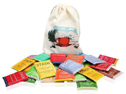 Stash Tea Sampler 40 Assorted Tea Bags, 18 Flavours in Cotton Pouch