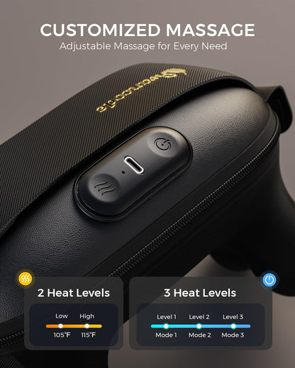 Upgraded Neck Massager for Pain Relief Deep Tissue, Cordless Neck and Shoulder Massager with Heat, 5 Modes Deep Tissue Kneading, Portable Shiatsu Massager for Back Leg Muscles, Home Office Travel Use