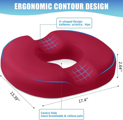 BlissTrends Donut Pillow Seat Cushion,Donut Chair Cushions for Postpartum Pregnancy & Hemorrhoids,Tailbone Pain Relief Cushion,Memory Foam Lifting Cushions for Office&Home Chairs (Black)