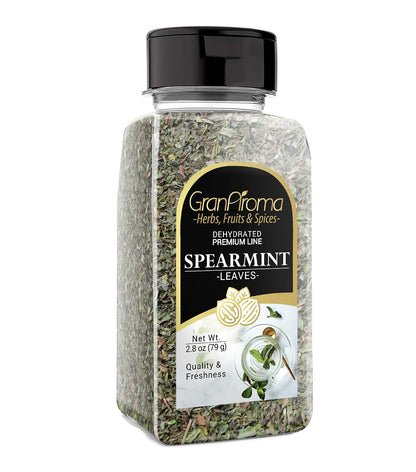 GranAroma Dried Spearmint Leaves, 2.8 oz, Refreshing & Aromatic, Drinks & Teas, Crisp Herb
